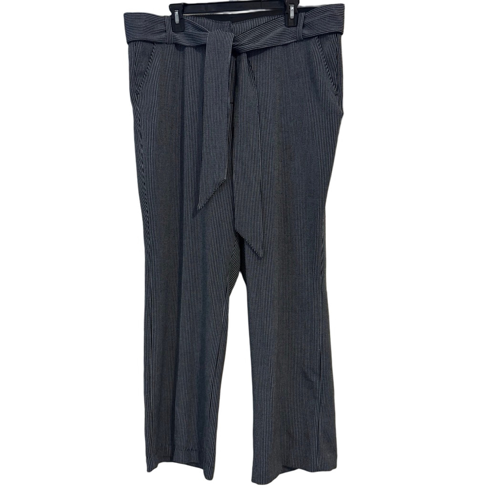 Lane Bryant Wide Leg Dress Pants Black/Blue Size 18 Tie Waist